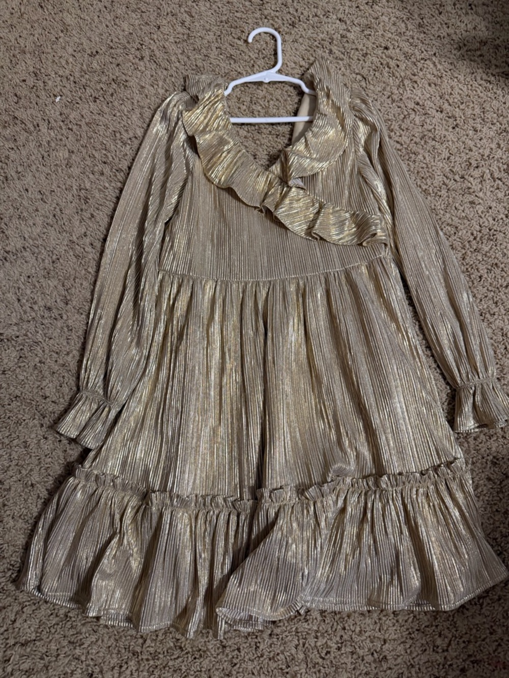Janie and Jack Gold Metallic Pleated Dress